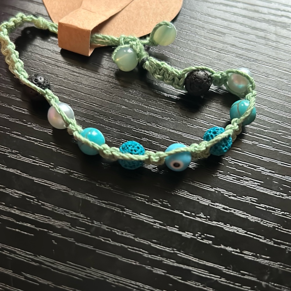 Turquoise evil eye macrame bracelet